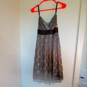 Blue and brown lace dress